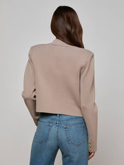 Elio Cropped Knit Blazer in Pale Khaki/Gold | L'AGENCE near me