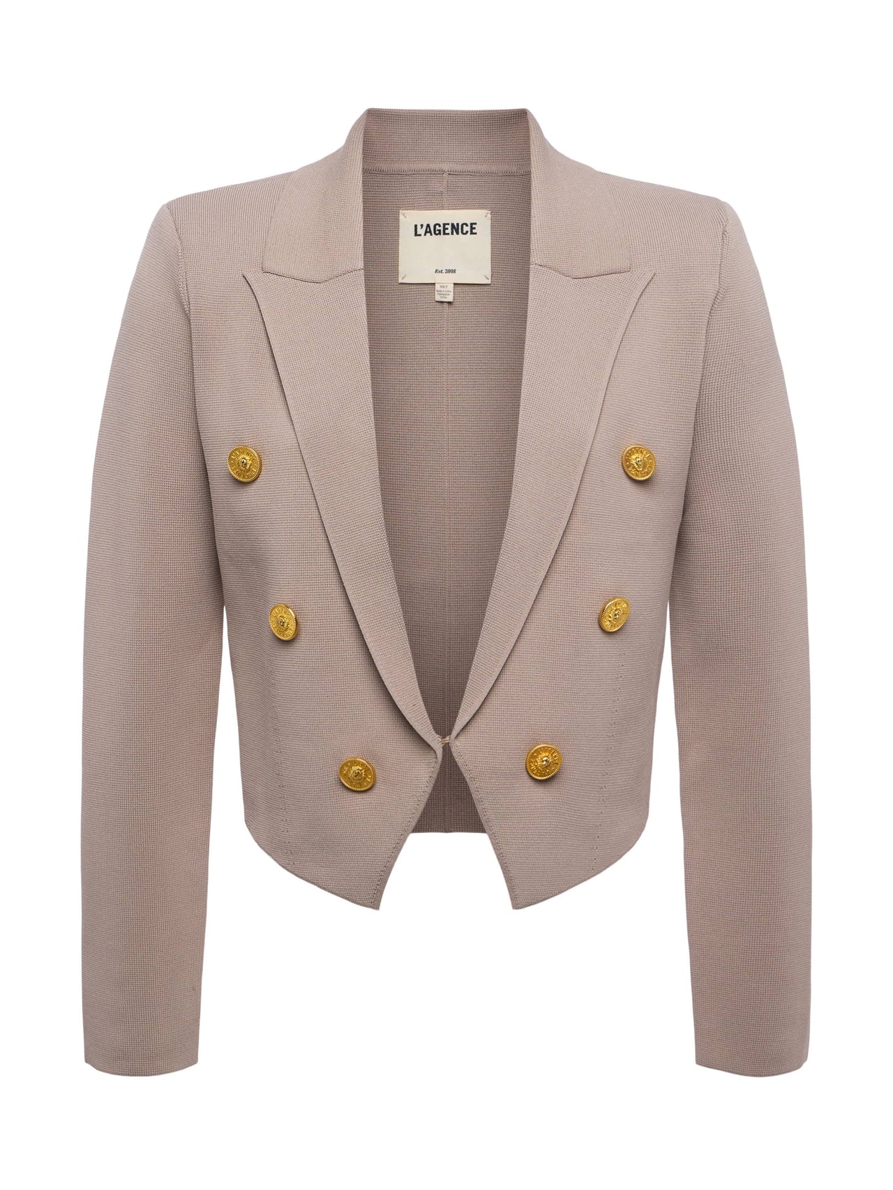 Elio Cropped Knit Blazer in Pale Khaki/Gold | L'AGENCE near me