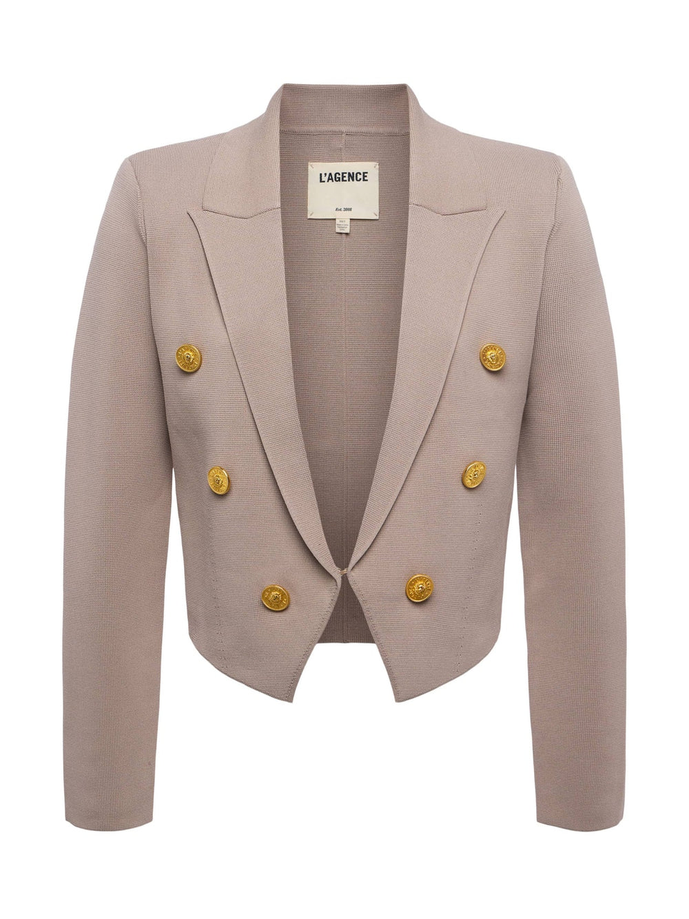 Elio Cropped Knit Blazer in Pale Khaki/Gold | L'AGENCE near me