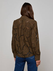 Ellery Eyelet Shirt in Pine | L'AGENCE sale