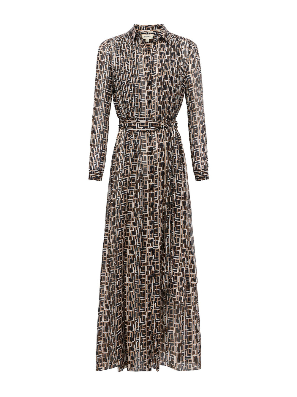 Klaudia Silk Shirt Dress in Black Multi Large Geo Print | L'AGENCE for sale