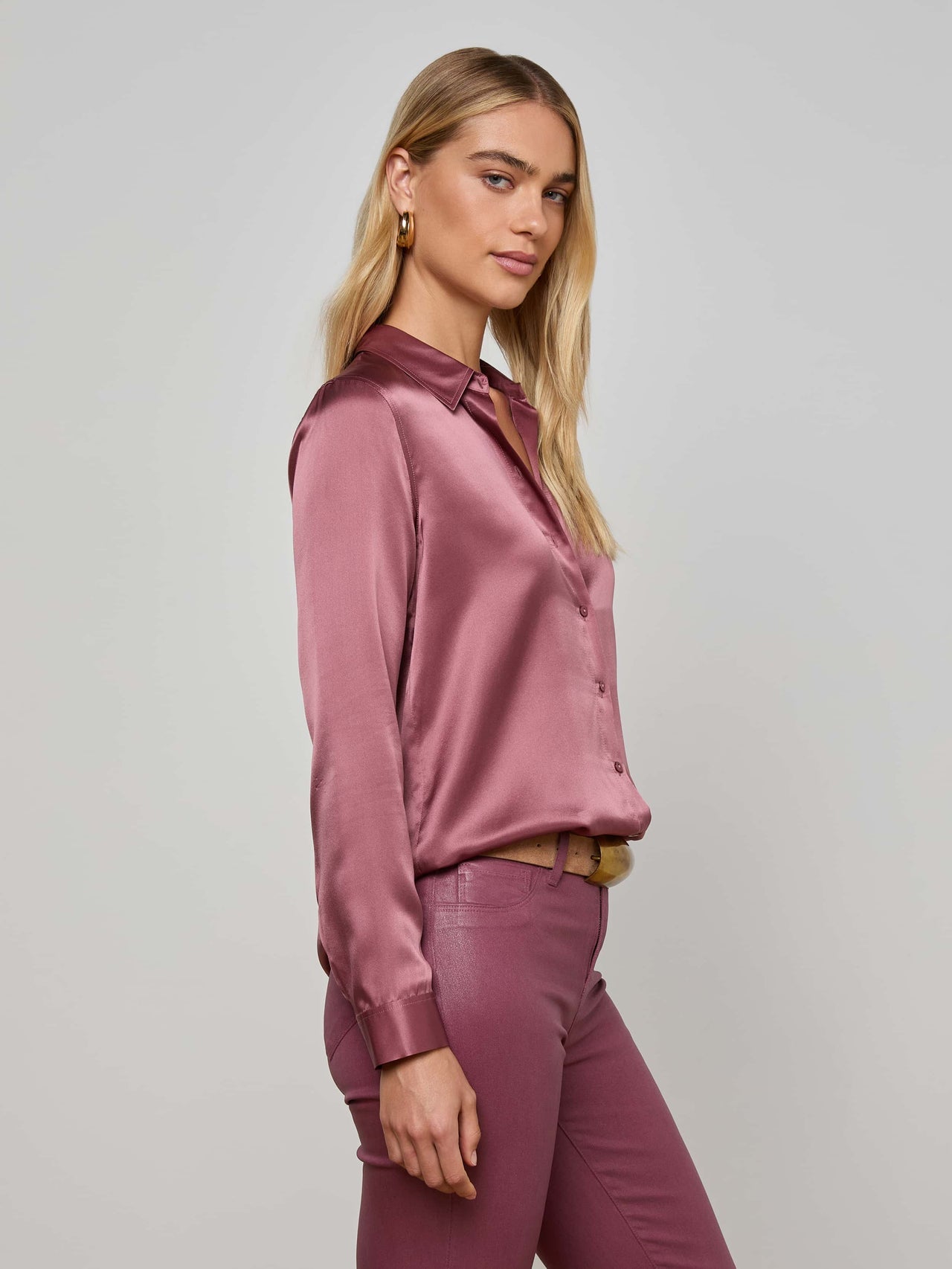 Tyler Silk Blouse in Dark Mauve | L'AGENCE near me