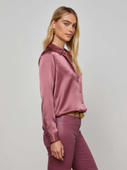Tyler Silk Blouse in Dark Mauve | L'AGENCE near me