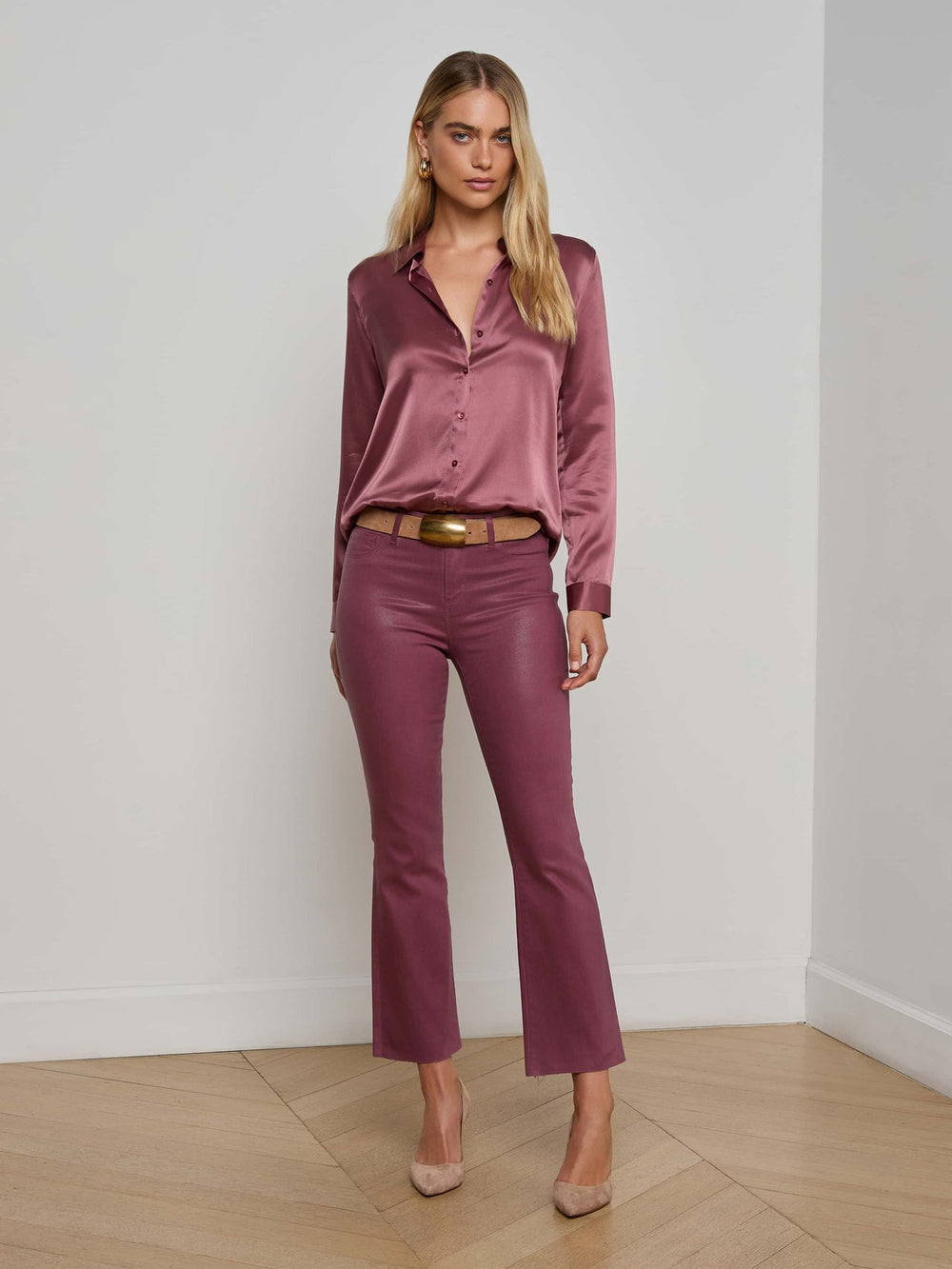 Tyler Silk Blouse in Dark Mauve | L'AGENCE near me
