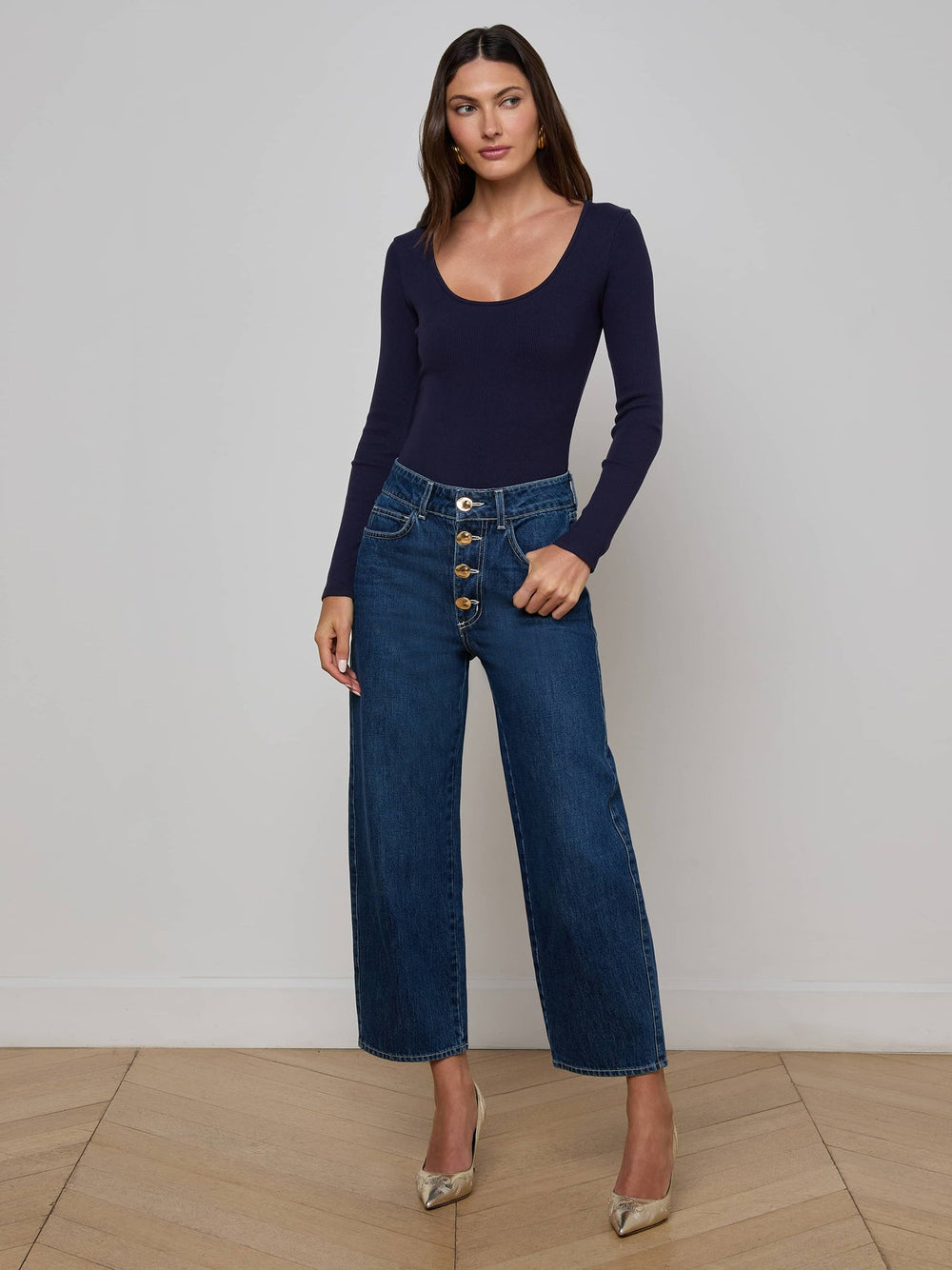 Elara Scoopneck Bodysuit in Deep Midnight | L'AGENCE near me