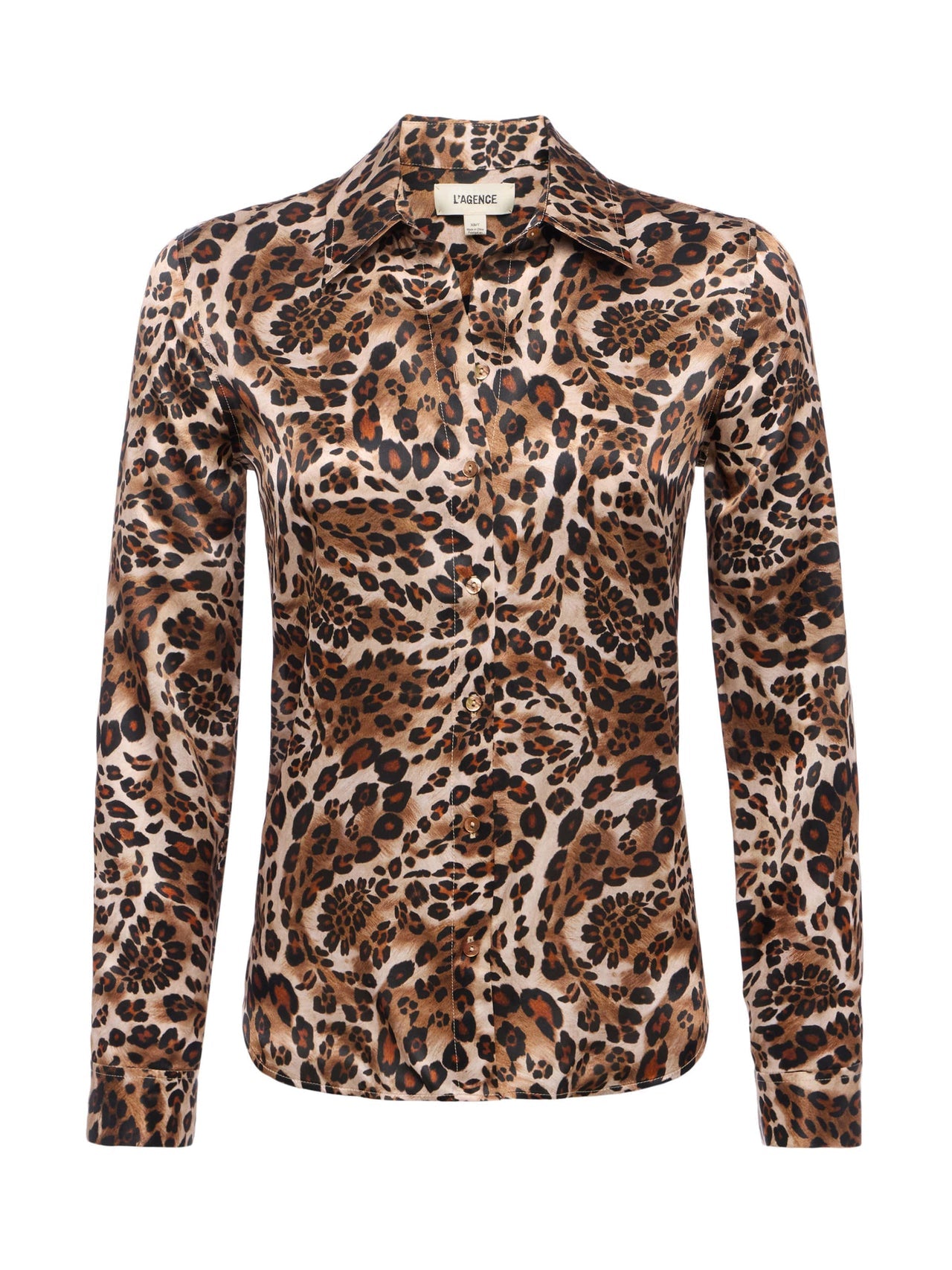 Tyler Silk Blouse in Cinnamon Sw Psly Lprd | L'AGENCE discount