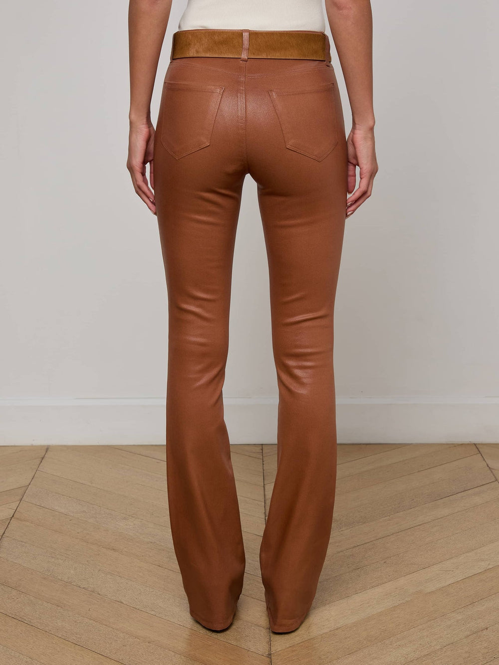 Selma Coated Bootcut Jean in Cognac Coated | L'AGENCE US
