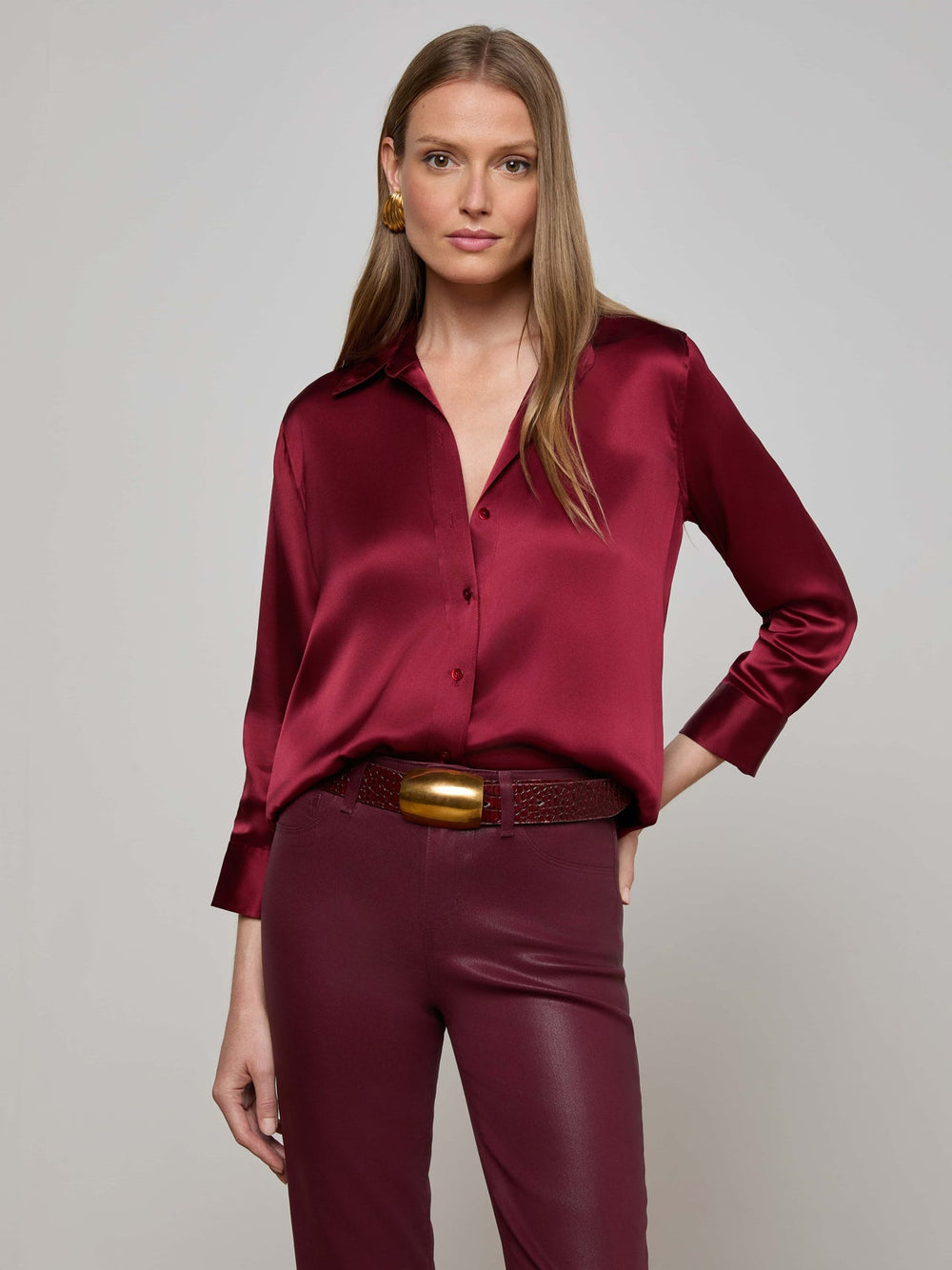 Dani Silk Blouse in Black Cherry | L'AGENCE near me
