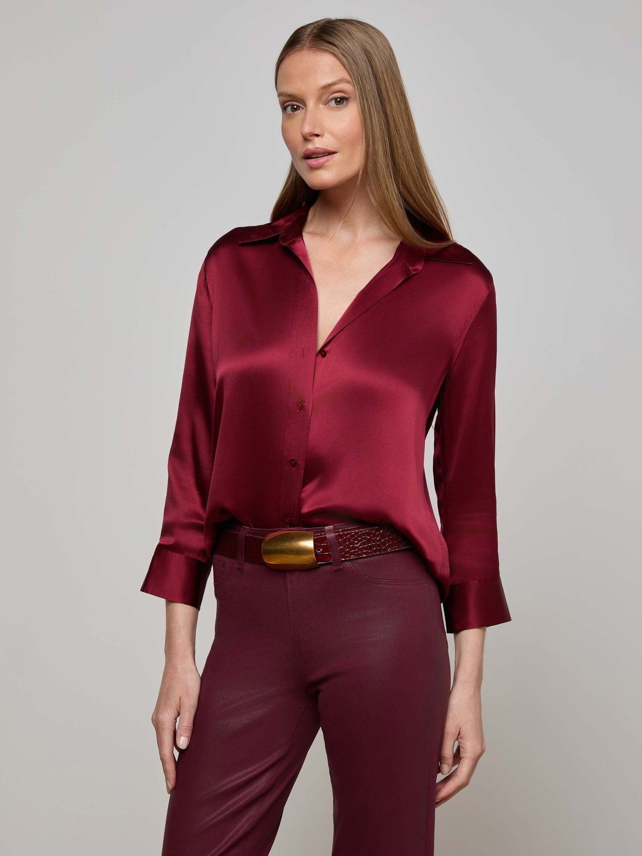 Dani Silk Blouse in Black Cherry | L'AGENCE near me