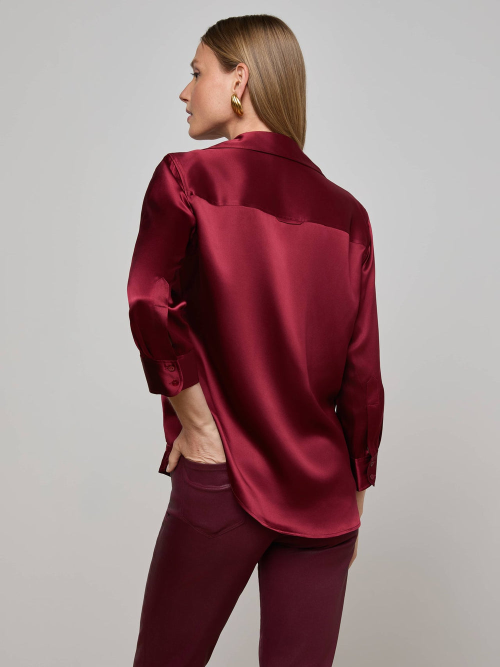 Dani Silk Blouse in Black Cherry | L'AGENCE near me