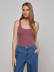 Nica Scoopneck Bodysuit in Deep Mauve | L'AGENCE online