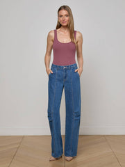 Nica Scoopneck Bodysuit in Deep Mauve | L'AGENCE online