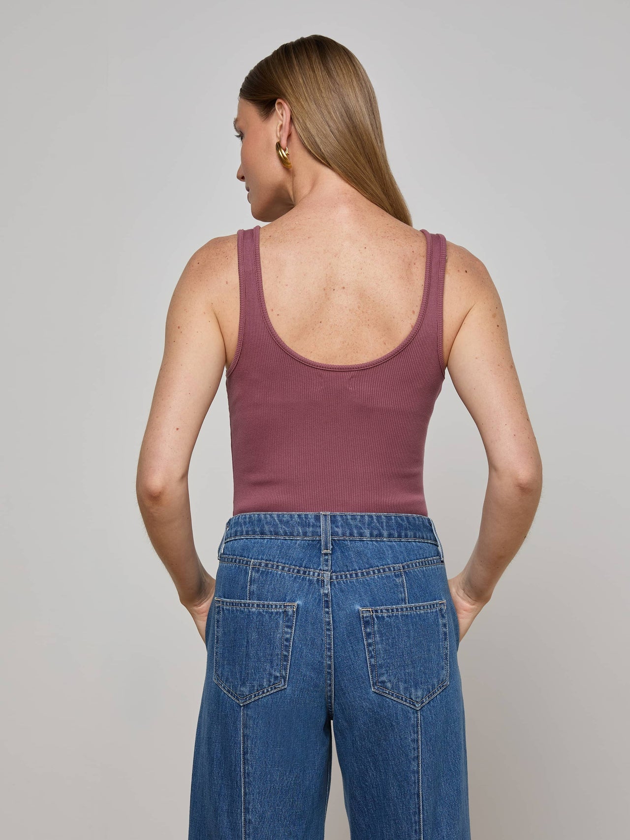 Nica Scoopneck Bodysuit in Deep Mauve | L'AGENCE online