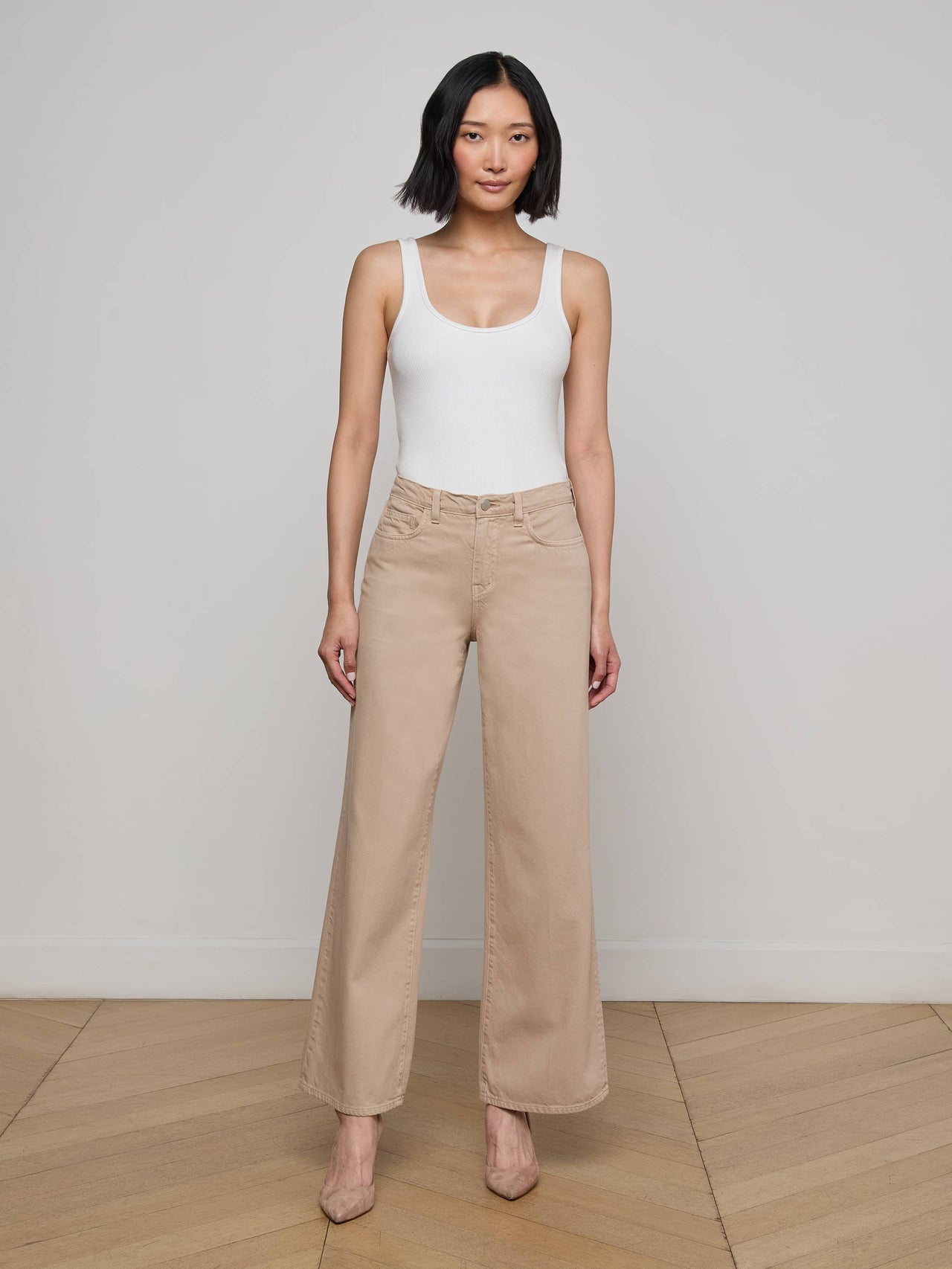 Alicent Wide-Leg Jean in Pale Khaki | L'AGENCE Women