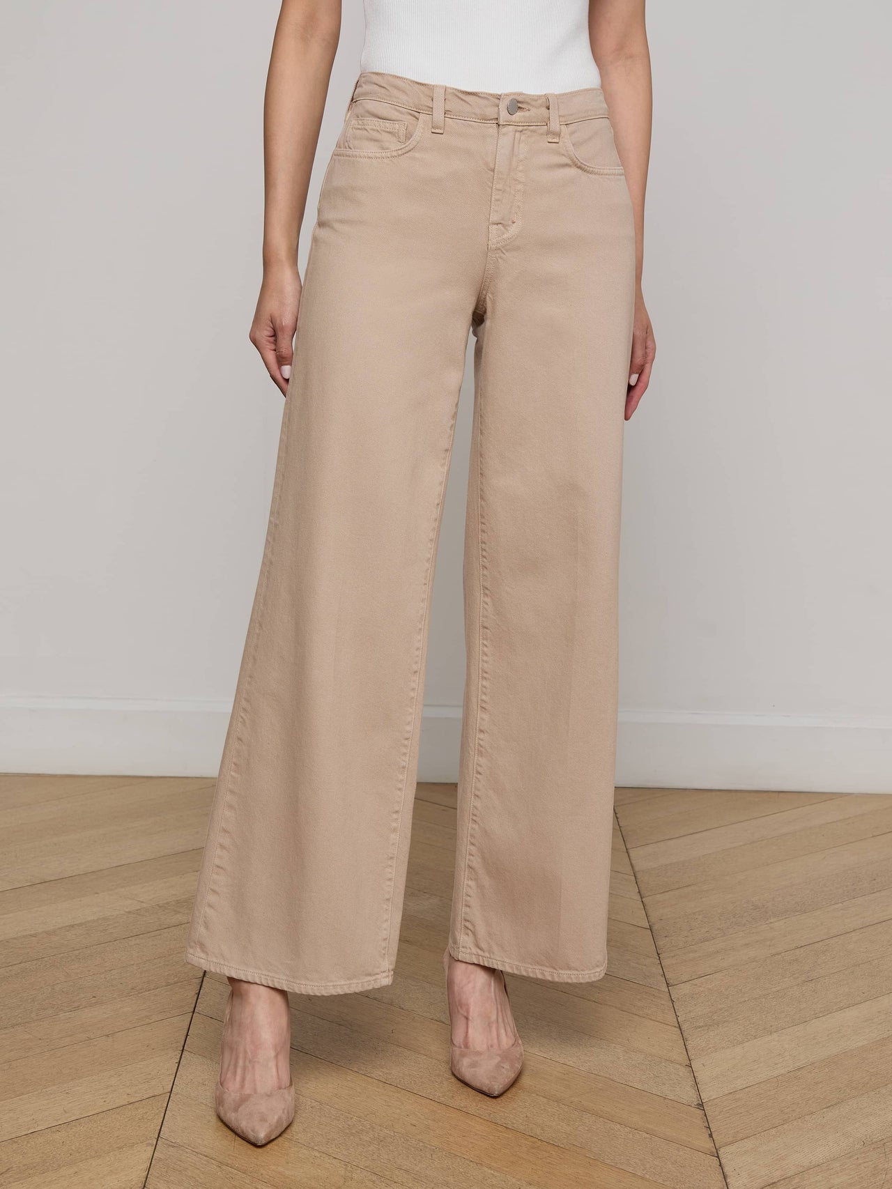 Alicent Wide-Leg Jean in Pale Khaki | L'AGENCE Women