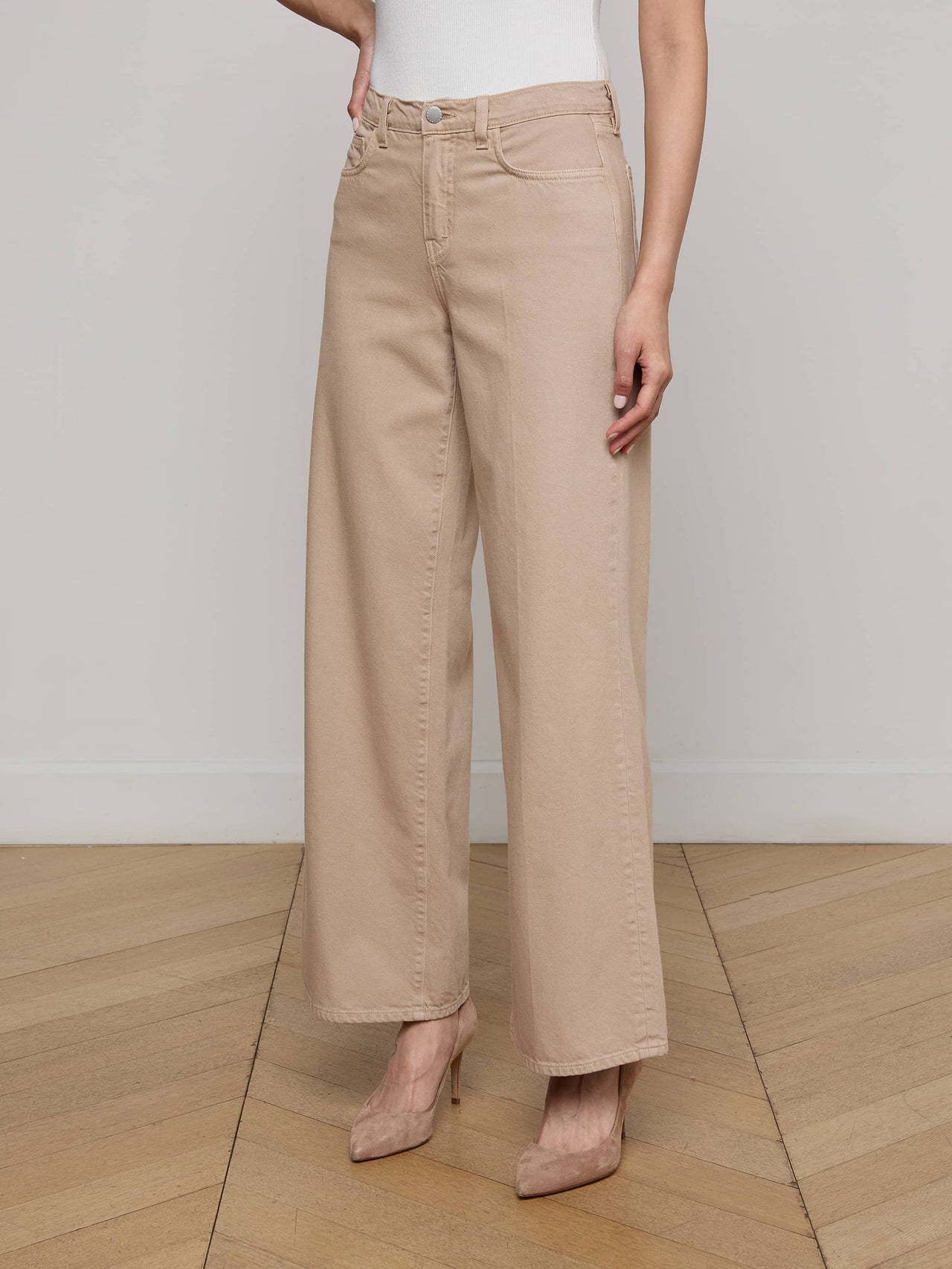 Alicent Wide-Leg Jean in Pale Khaki | L'AGENCE Women