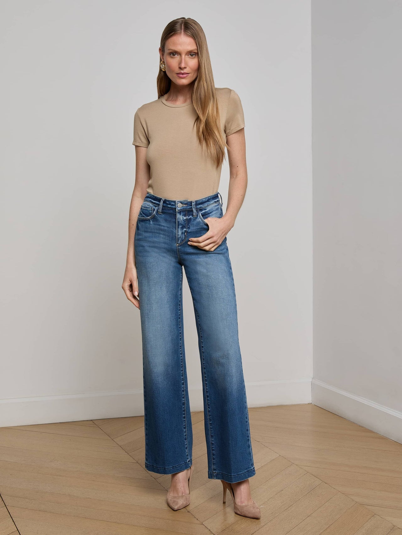 Ressi Fitted Tee in Rye | L'AGENCE discount