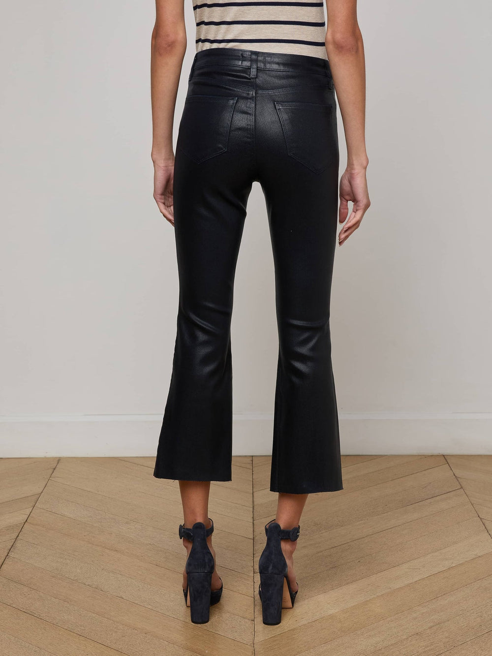 Kendra Coated Cropped Flare Jean in Metro Coated | L'AGENCE sale