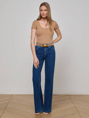 Brynlee Scoopneck Tee in Cinnamon Swirl | L'AGENCE near me