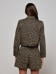 Marla Cropped Jacket in Tan Multi Leopard | L'AGENCE US