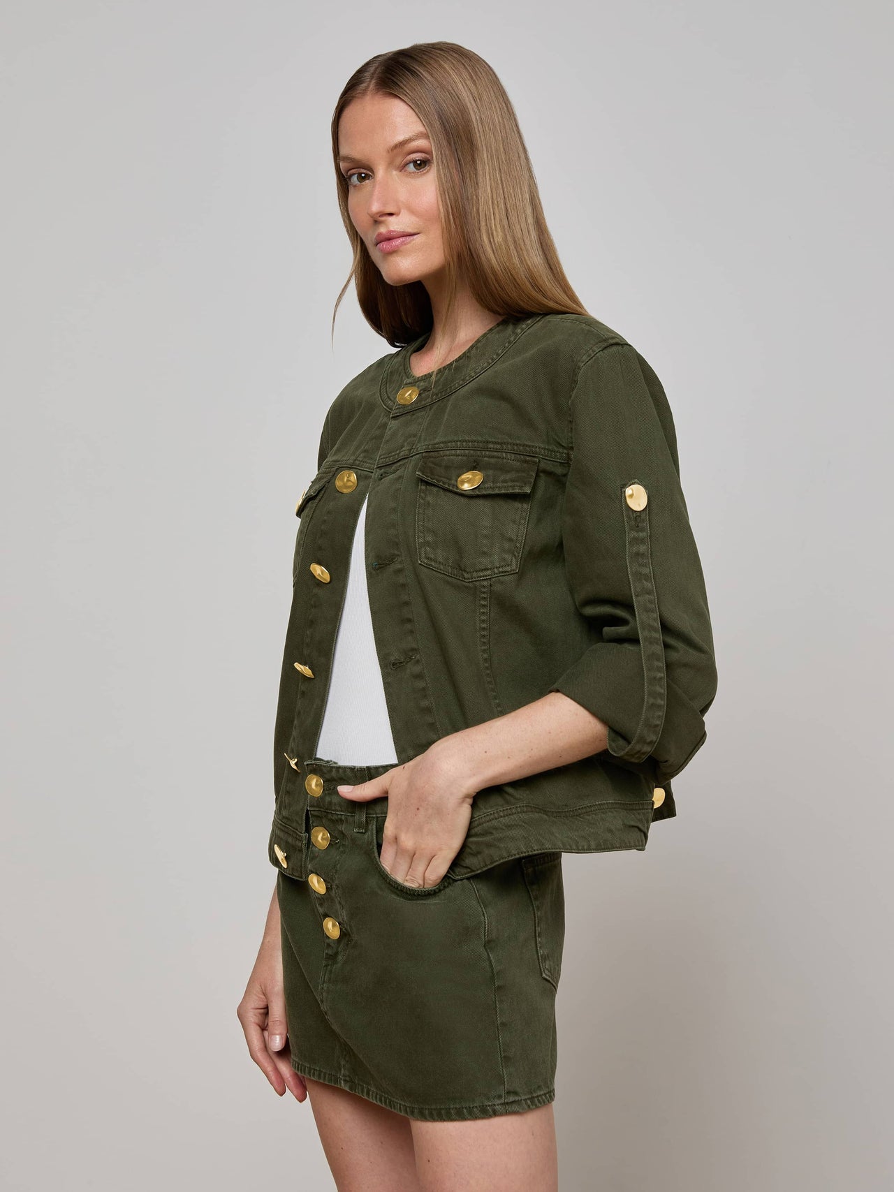 Anouk Jean Jacket in Picholine | L'AGENCE for sale