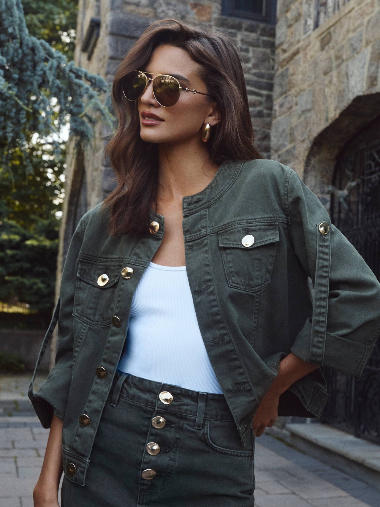 Anouk Jean Jacket in Picholine | L'AGENCE for sale