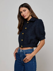 Cove Cropped Tweed Jacket in Midnight | L'AGENCE US