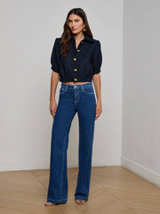 Cove Cropped Tweed Jacket in Midnight | L'AGENCE US
