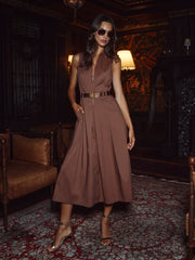 Kolton Midi Dress in Sepia Brown | L'AGENCE US