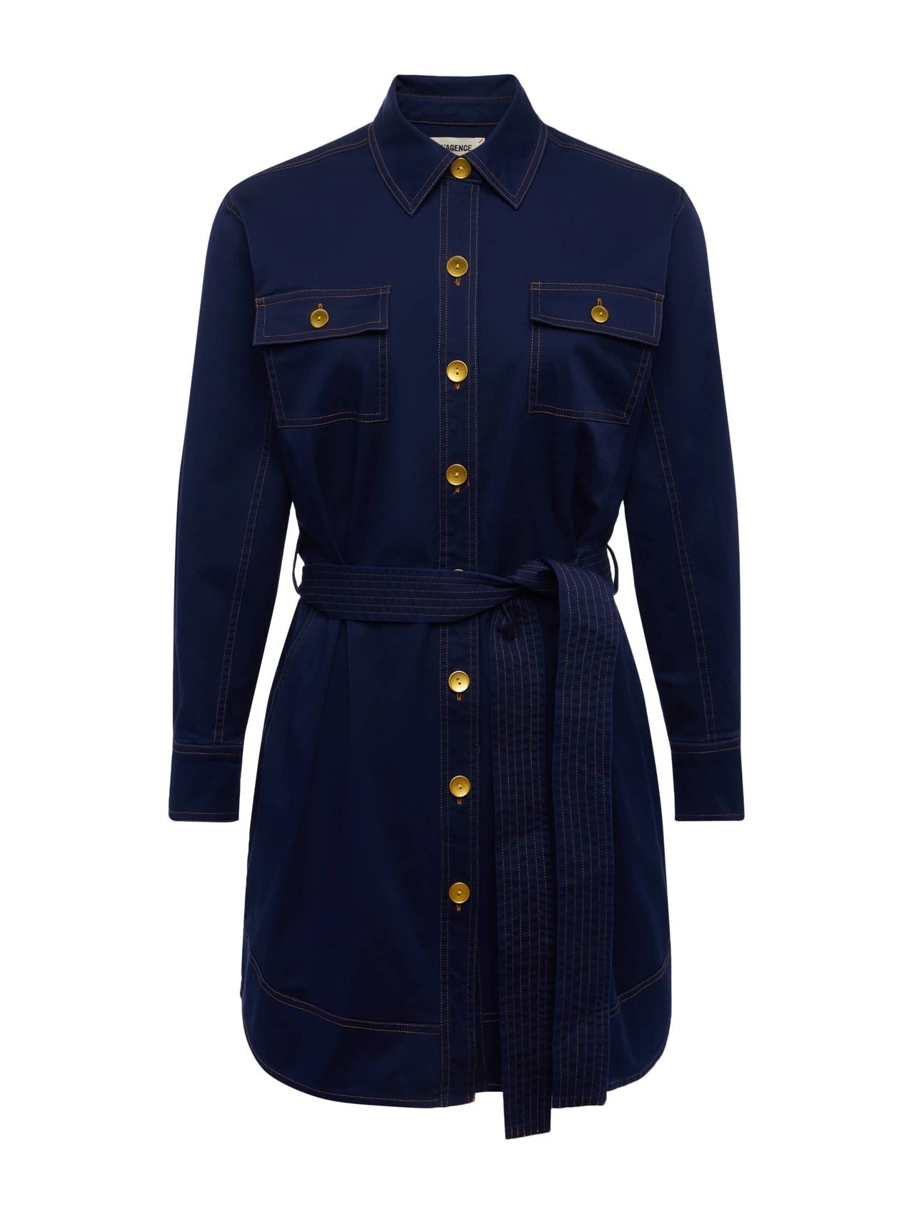 Velma Shirt Dress in Navy | L'AGENCE sale