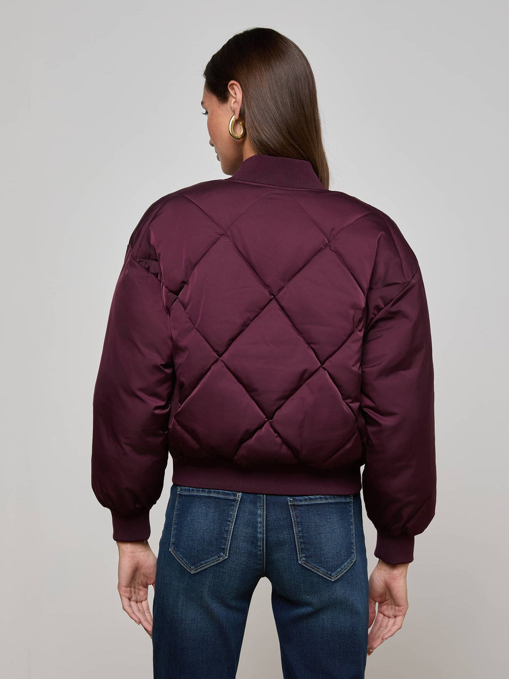 Violeta Reversible Puffer in Wine/Herringbone | L'AGENCE for sale