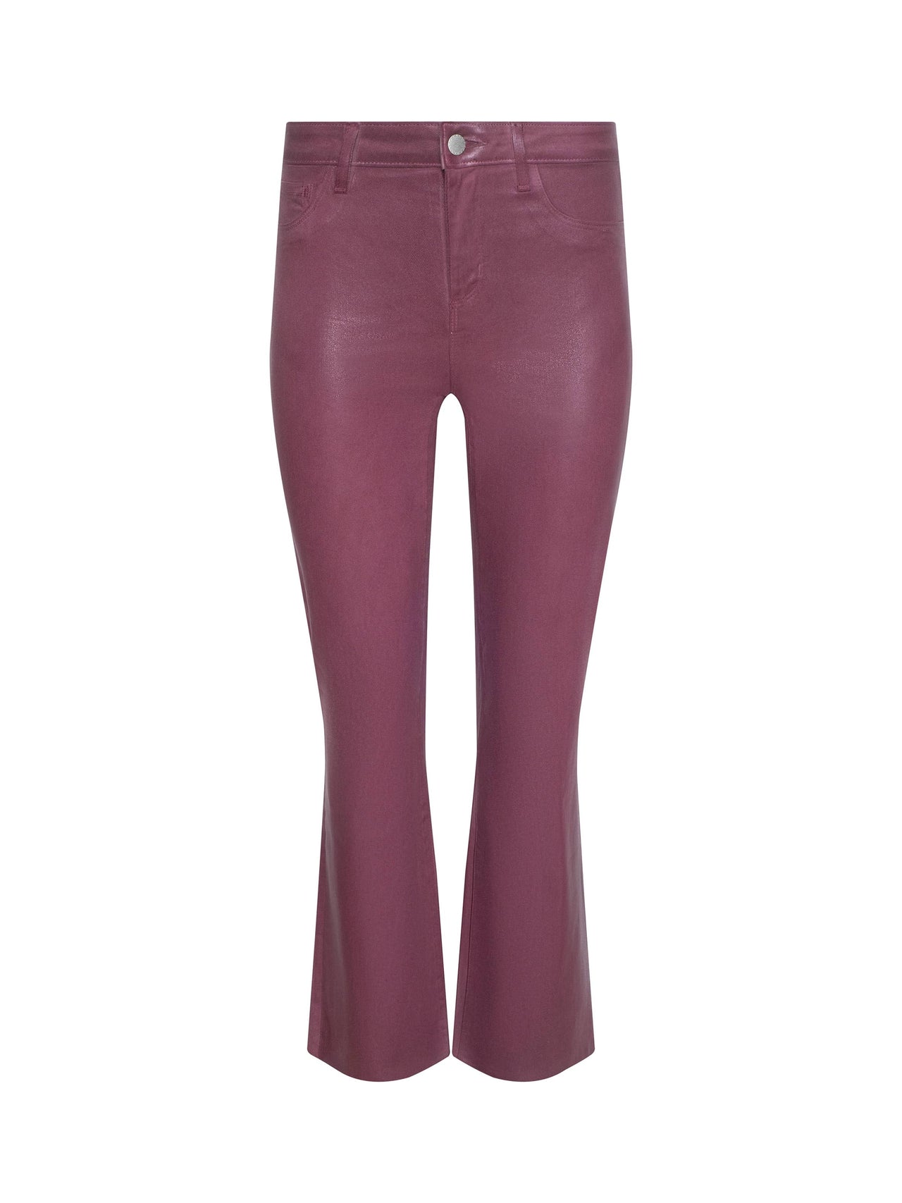 Kendra Coated Cropped Flare Jean in Deep Mauve Coated | L'AGENCE sale
