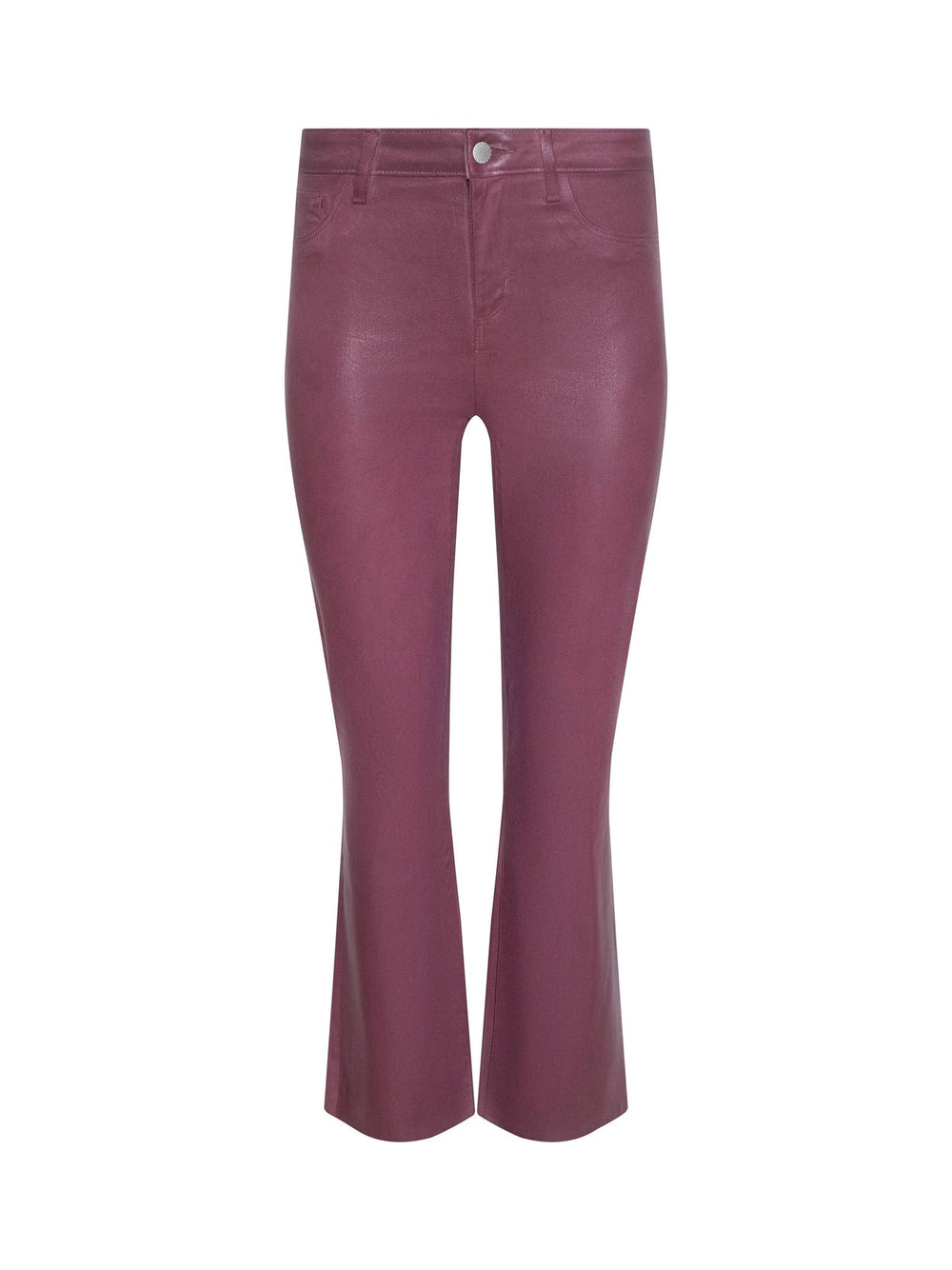 Kendra Coated Cropped Flare Jean in Deep Mauve Coated | L'AGENCE sale