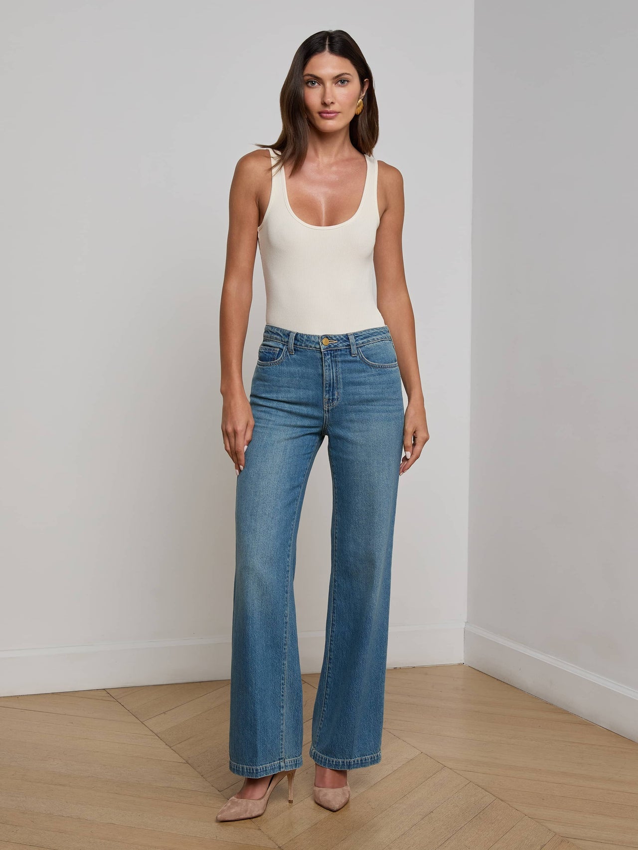 Scottie Wide-Leg Jean in Fargo | L'AGENCE for sale