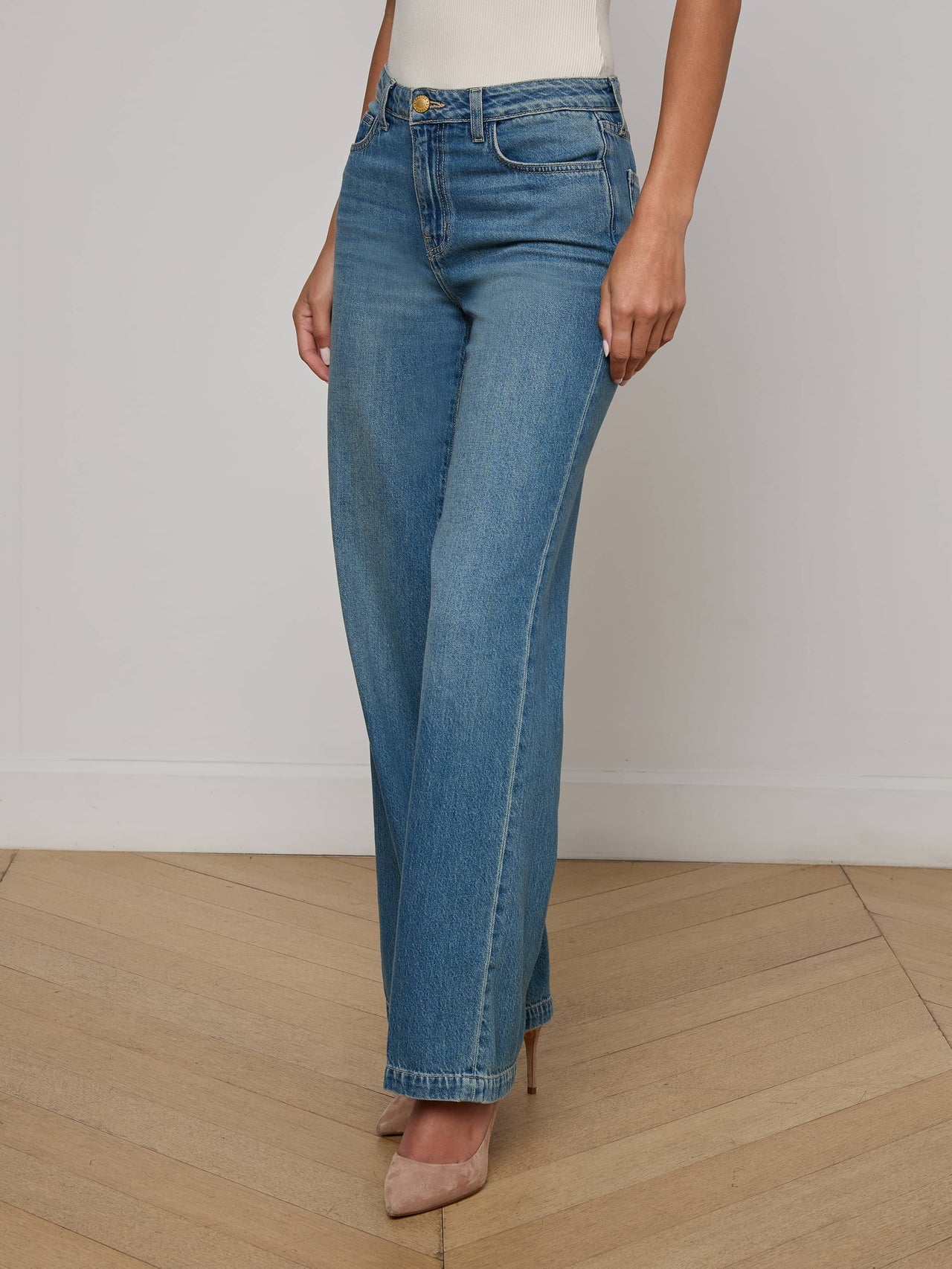 Scottie Wide-Leg Jean in Fargo | L'AGENCE for sale