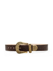 Ximena Belt in Chocolate Croc Embossed | L'AGENCE discount
