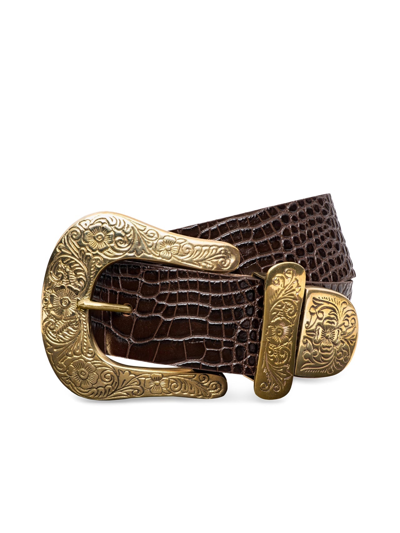 Ximena Belt in Chocolate Croc Embossed | L'AGENCE discount