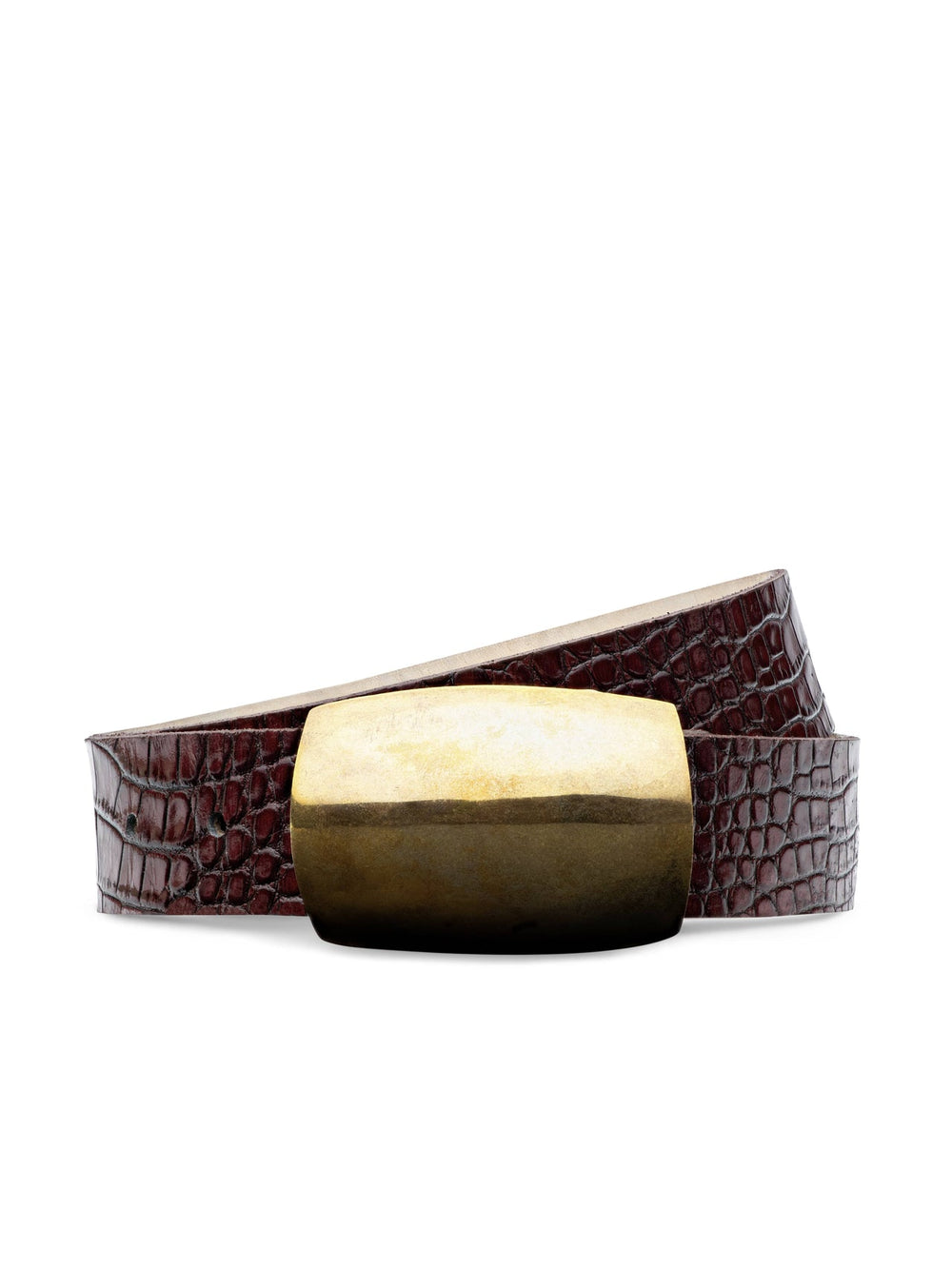 Milou Belt in Burgundy Croc Embossed | L'AGENCE for sale