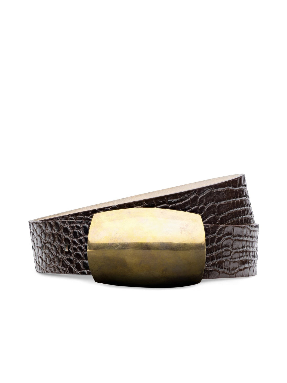 Milou Belt in Chocolate Croc Embossed | L'AGENCE US
