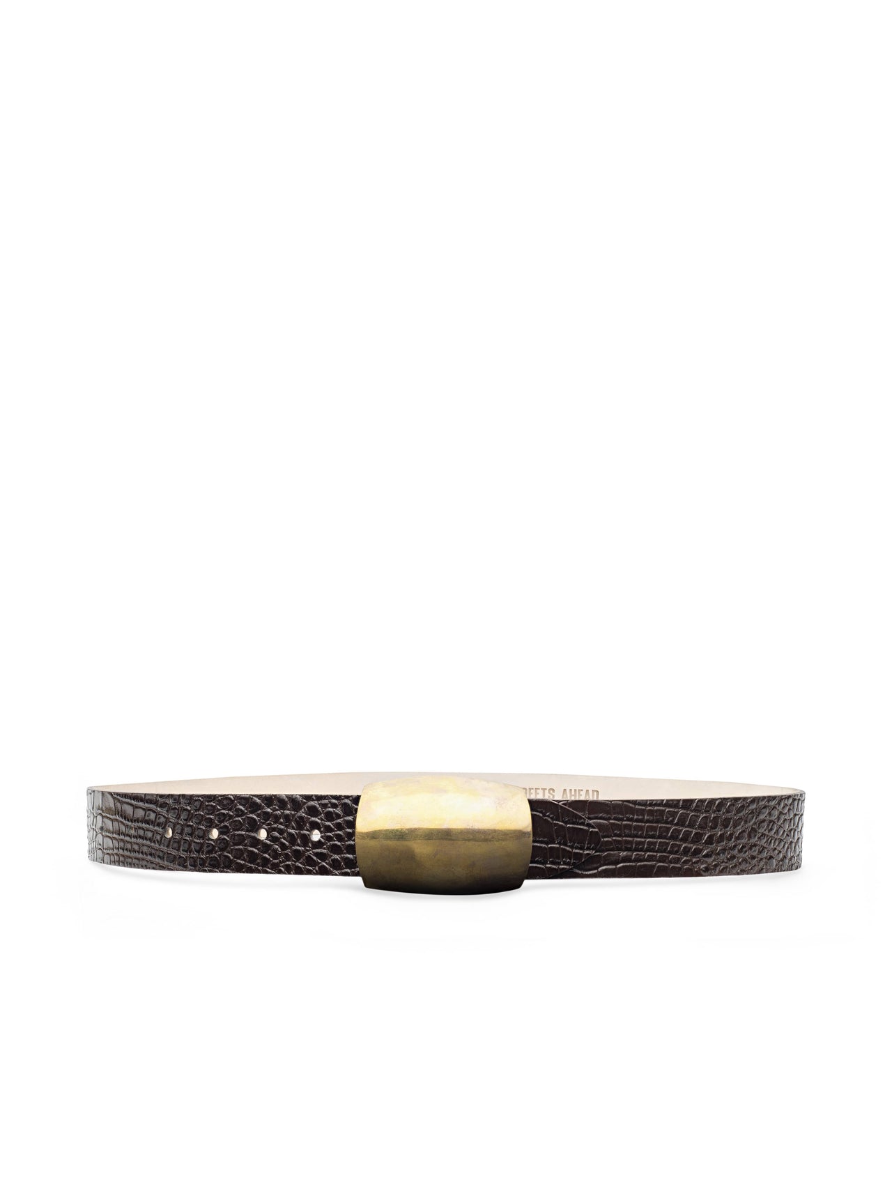 Milou Belt in Chocolate Croc Embossed | L'AGENCE US