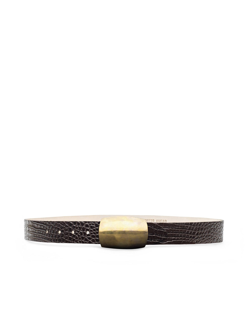 Milou Belt in Chocolate Croc Embossed | L'AGENCE US