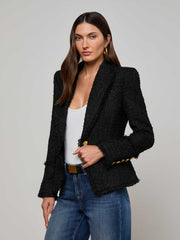 Kaisley Frayed Trim Blazer in Black | L'AGENCE near me