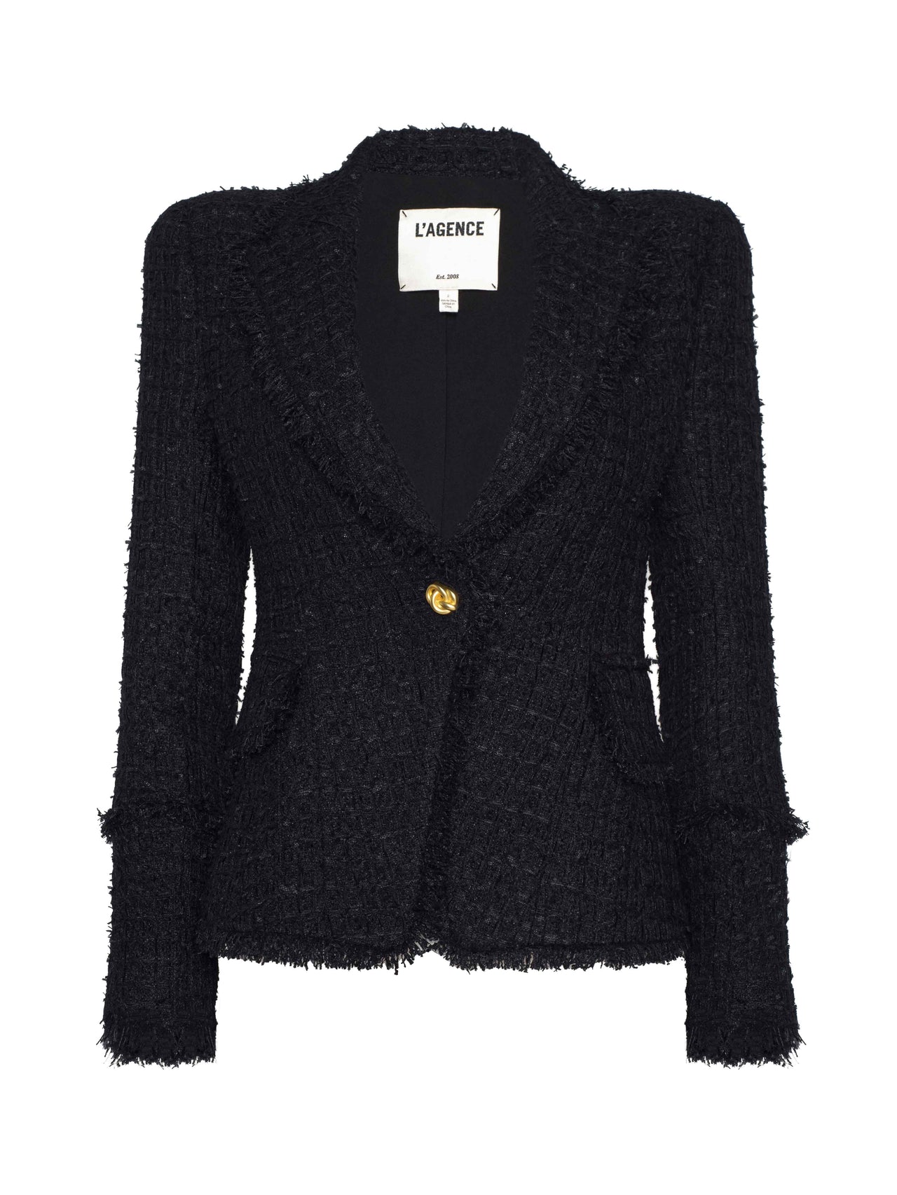 Kaisley Frayed Trim Blazer in Black | L'AGENCE near me