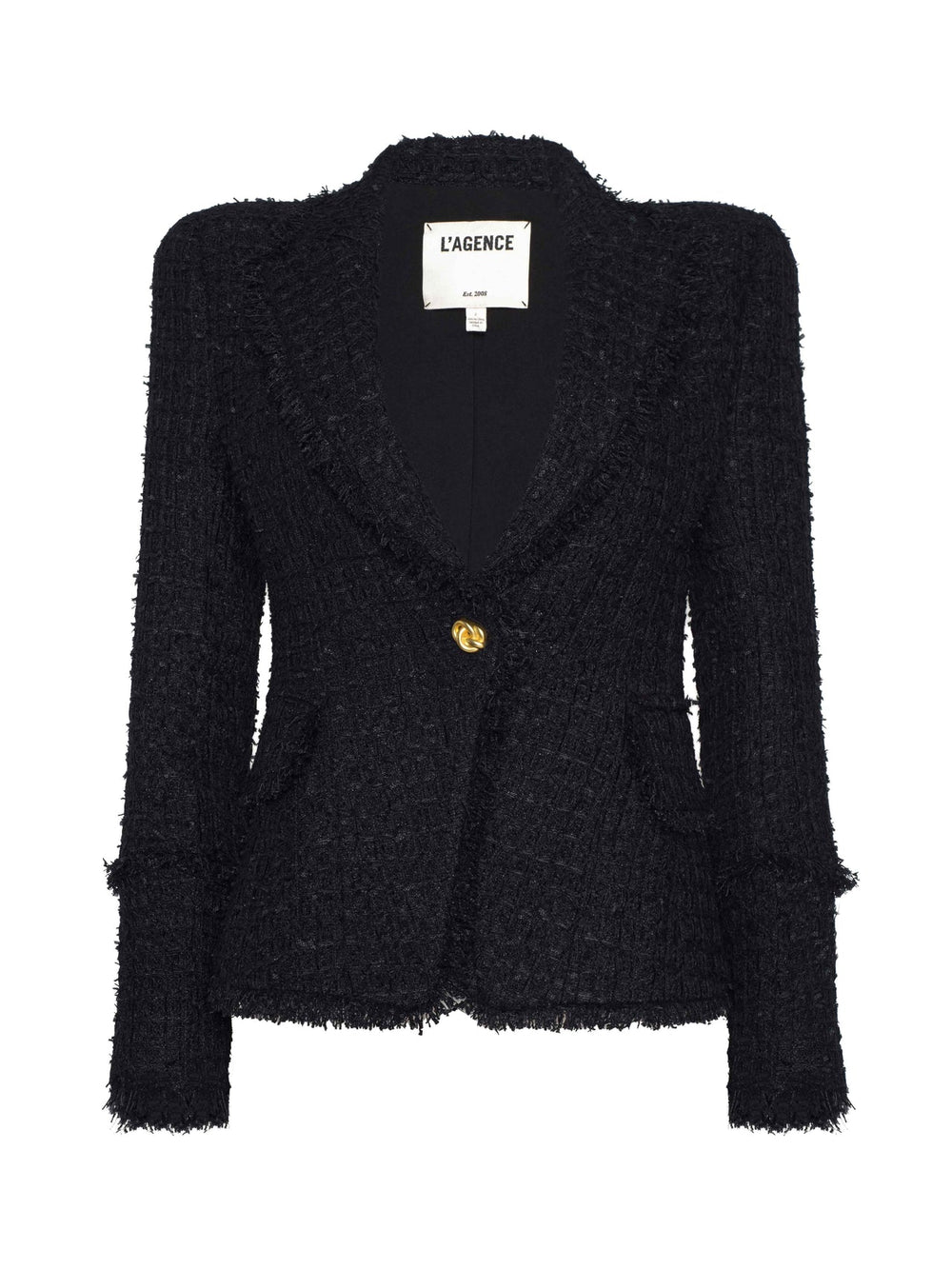 Kaisley Frayed Trim Blazer in Black | L'AGENCE near me