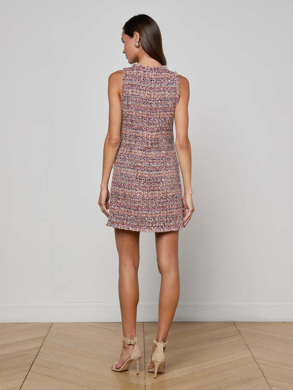 Florian Tweed Shift Dress in Mauve/Tan Multi Tweed | L'AGENCE sale