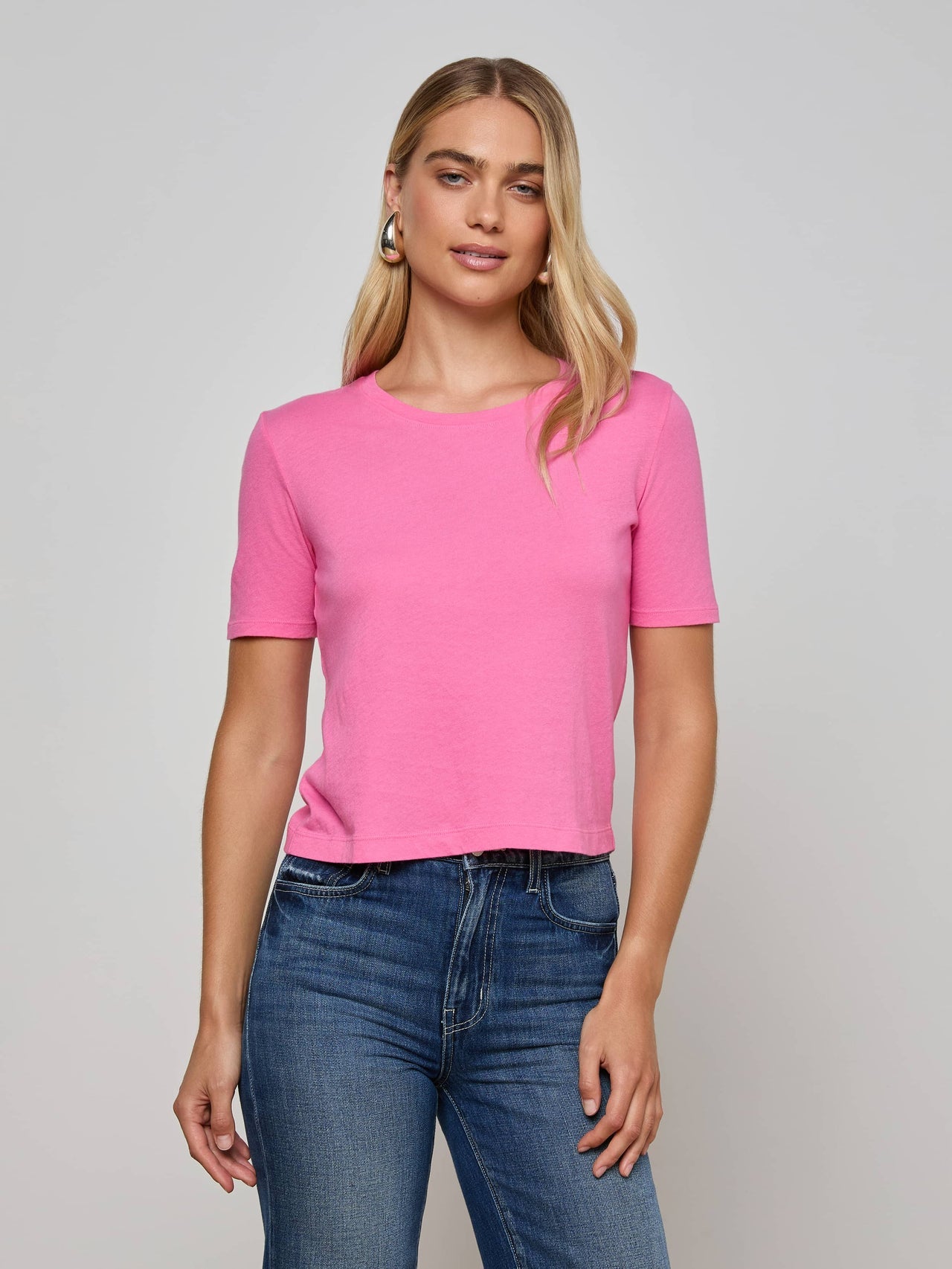 Stormy Cotton Tee in Pinktober | L'AGENCE discount