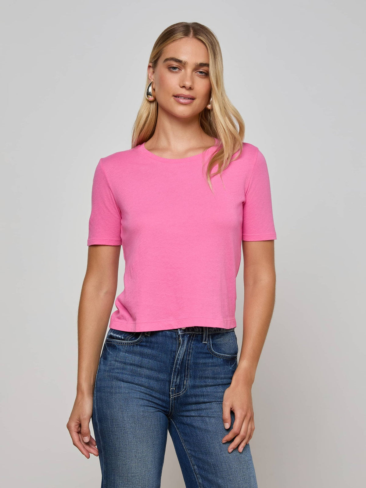 Stormy Cotton Tee in Pinktober | L'AGENCE discount
