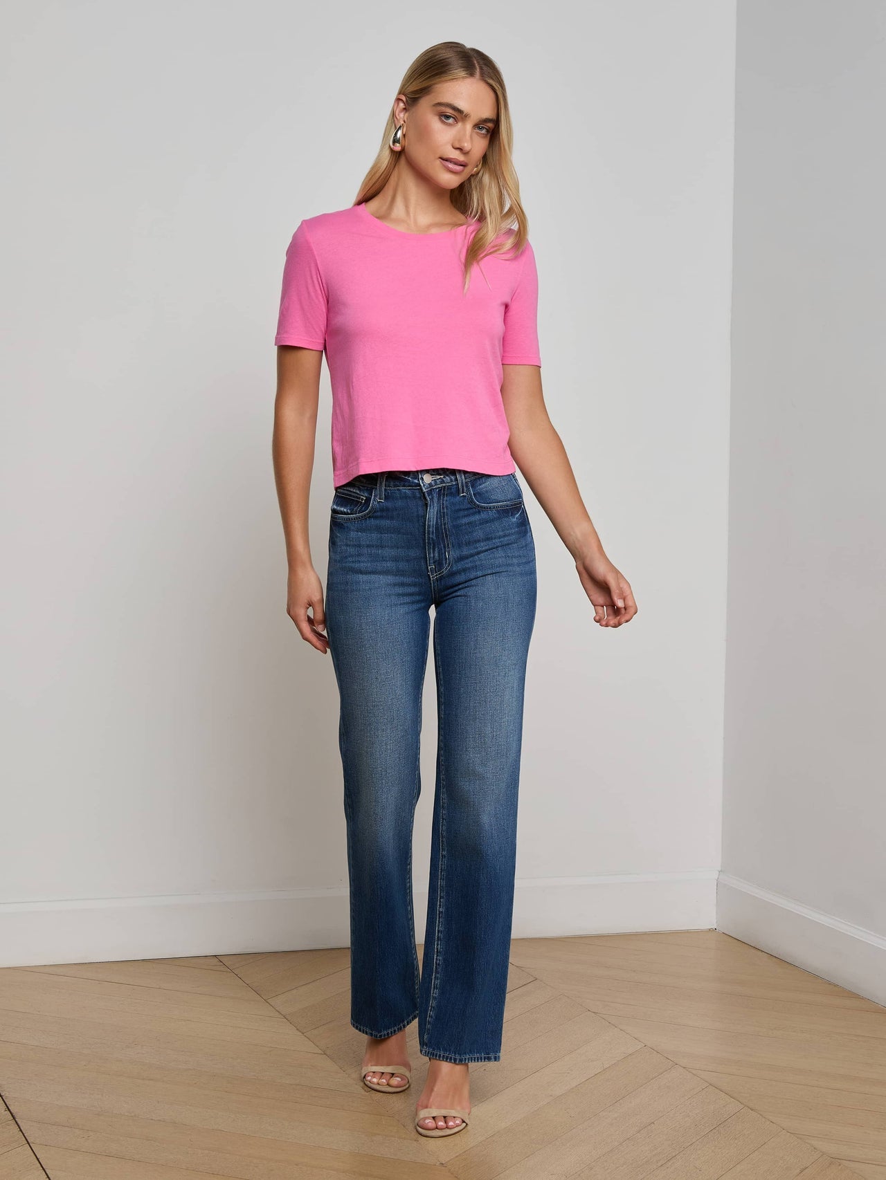 Stormy Cotton Tee in Pinktober | L'AGENCE discount