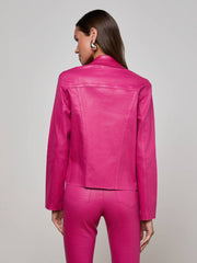 Janelle Coated Jean Jacket in Pink Coated | L'AGENCE for sale