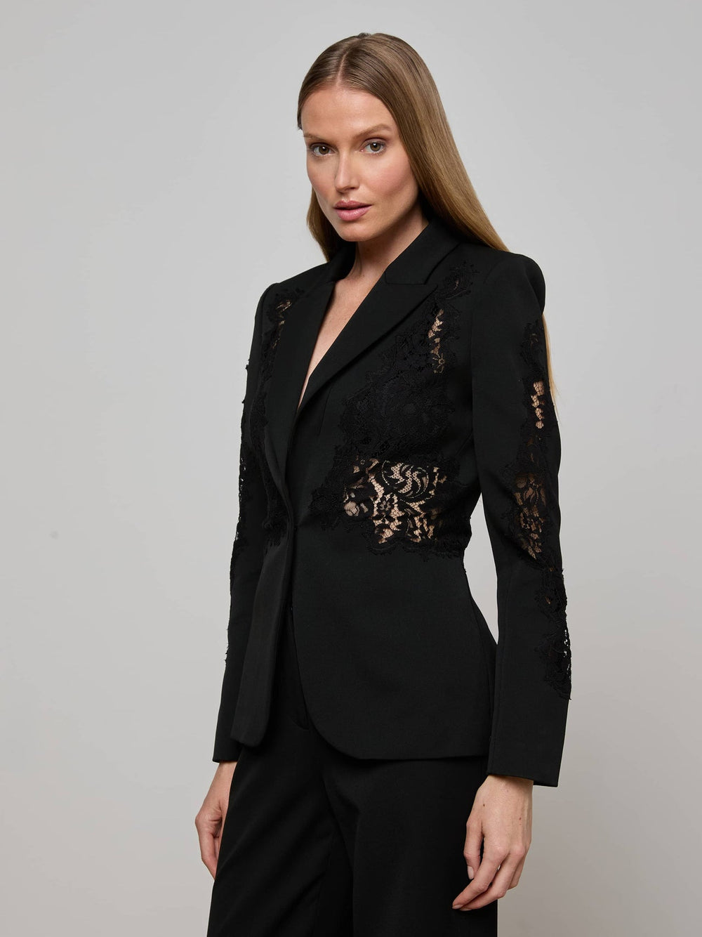 Clementine Lace Blazer in Black | L'AGENCE Women